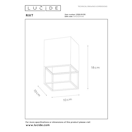 Lucide RIXT - Plafonnier - 1xE27 - Noir