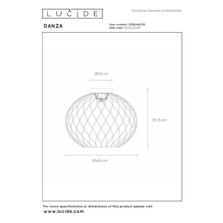 Lucide DANZA - Plafonnier - Ø 40 cm - 1xE27 - Noir