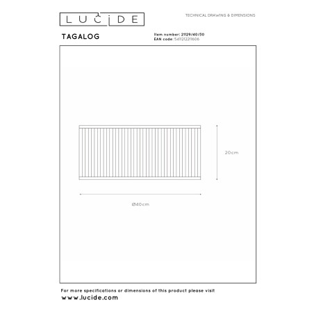 Lucide TAGALOG - Plafonnier - Ø 40 cm - 1xE27 - Noir