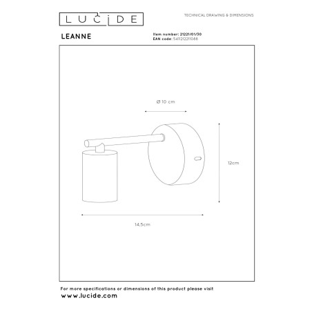 Lucide LEANNE - Applique murale - 1xE27 - Noir