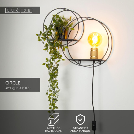 Lucide CIRCLE - Applique murale - 1xE27 - Noir