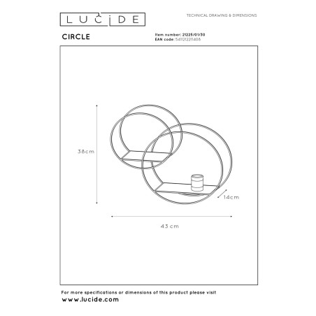 Lucide CIRCLE - Applique murale - 1xE27 - Noir