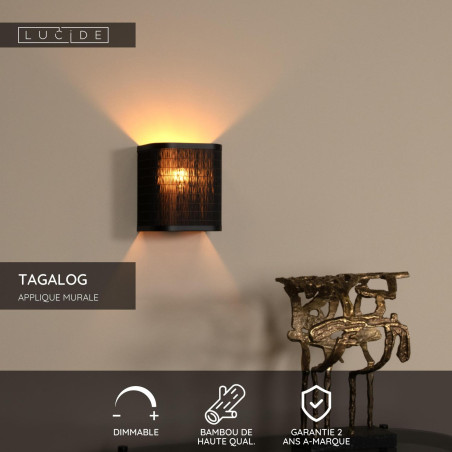 Lucide TAGALOG - Applique murale - 1xE27 - Noir