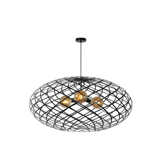 Lucide WOLFRAM - Suspension - Ø 100 cm - 3xE27 - Convient aux mezzanines et plafonds hauts - Noir