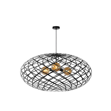 Lucide WOLFRAM - Suspension - Ø 100 cm - 3xE27 - Convient aux mezzanines et plafonds hauts - Noir