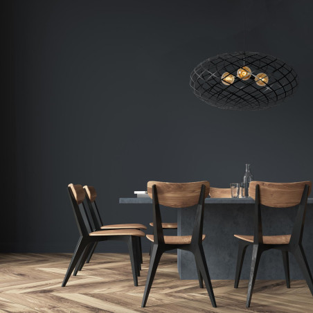 Lucide WOLFRAM - Suspension - Ø 100 cm - 3xE27 - Convient aux mezzanines et plafonds hauts - Noir