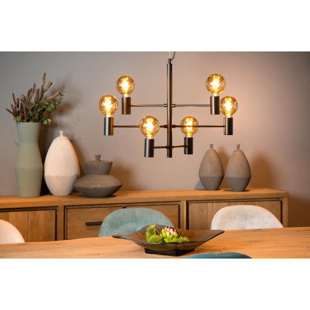 Lucide LEANNE - Suspension - 6xE27 - Noir
