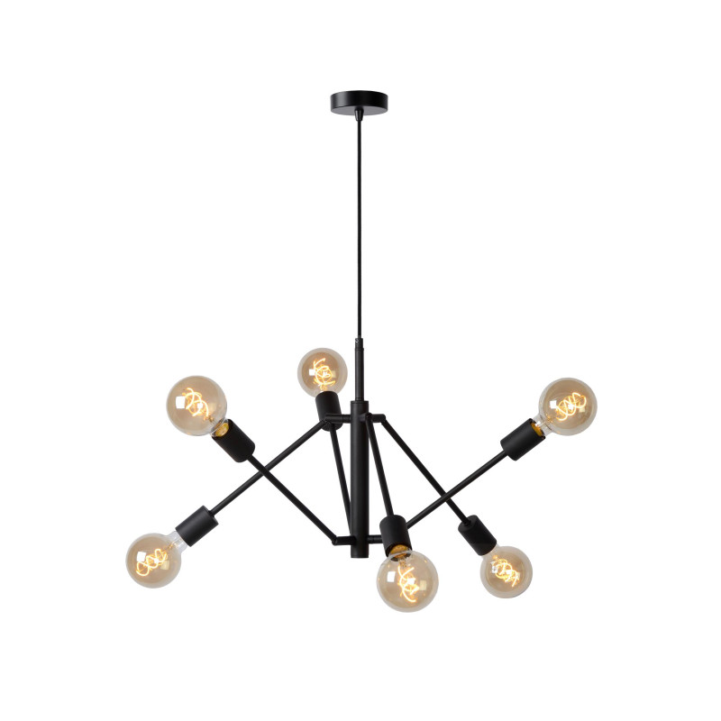 Lucide LESTER - Suspension - 6xE27 - Noir