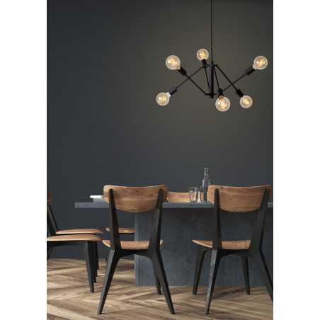 Lucide LESTER - Suspension - 6xE27 - Noir