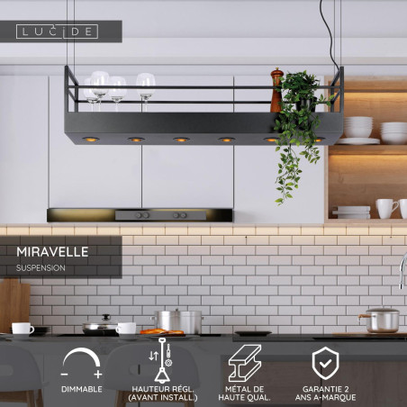 Lucide MIRAVELLE - Suspension - 6xGU10 (MR16) - Noir