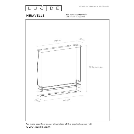 Lucide MIRAVELLE - Suspension - 6xGU10 (MR16) - Blanc