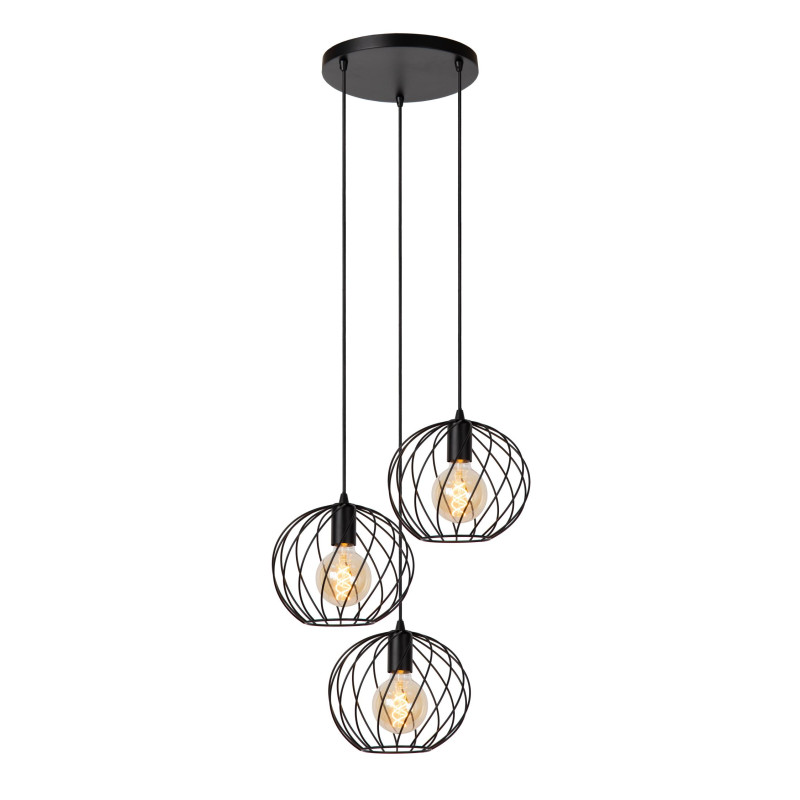 Lucide DANZA - Suspension - Ø 50 cm - 3xE27 - Noir
