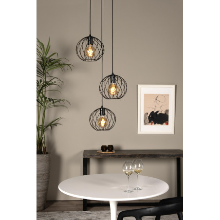 Lucide DANZA - Suspension - Ø 50 cm - 3xE27 - Noir