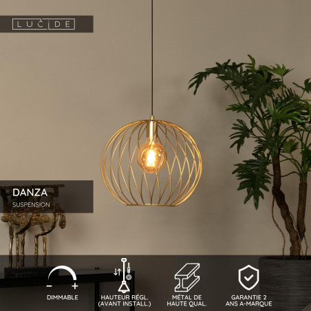 Lucide DANZA - Suspension - Ø 40 cm - 1xE27 - Or Mat / Laiton