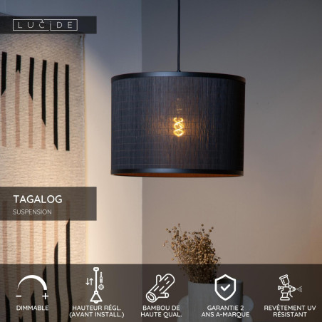 Lucide TAGALOG - Suspension - Ø 40 cm - 1xE27 - Noir