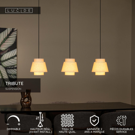 Lucide TRIBUTE - Suspension - 3xE27 - Crème