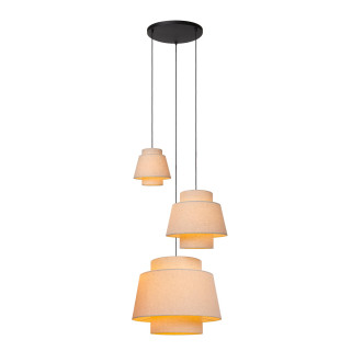 Lucide TRIBUTE - Suspension - Ø 76 cm - 3xE27 - Convient aux mezzanines et plafonds hauts - Crème