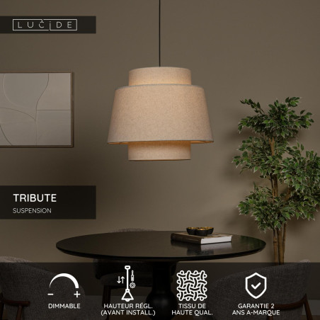Lucide TRIBUTE - Suspension - Ø 60 cm - 1xE27 - Crème