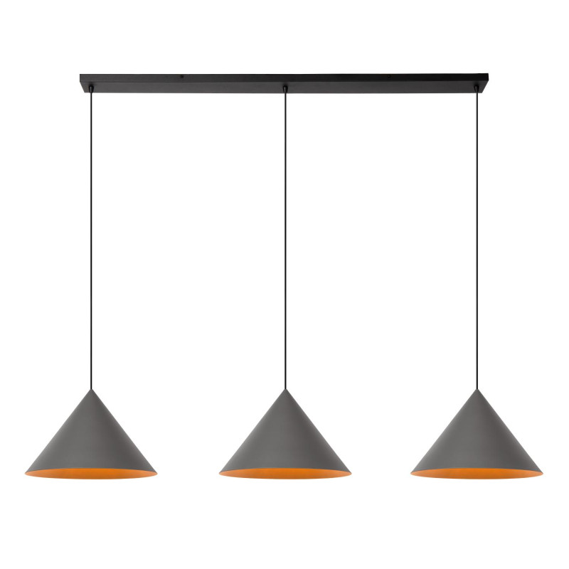 Lucide SPITZE - Suspension - 3xE27 - Gris - Vibes