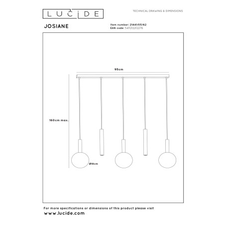 Lucide JOSIANE - Suspension - 3xG9 - Noir - Vibes