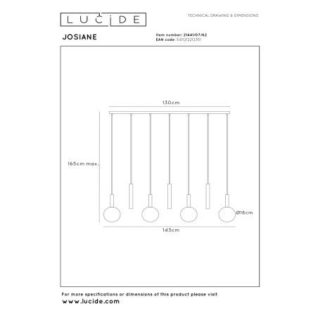 Lucide JOSIANE - Suspension - 4xG9 - Noir - Vibes