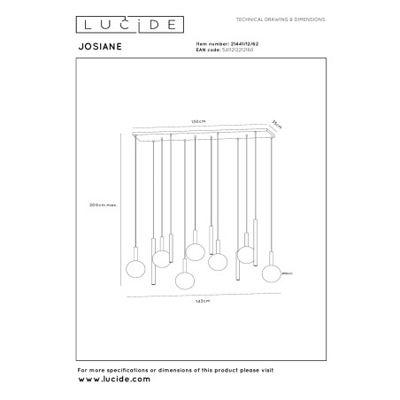 Lucide JOSIANE - Suspension - 7xG9 - Noir - Vibes