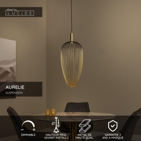 Lucide AURELIE - Suspension - Ø 30 cm - 1xGU10 (MR11) - Or - Vibes
