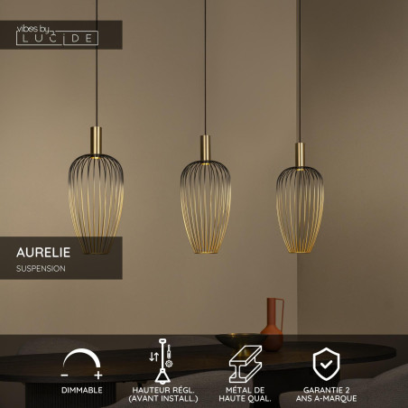 Lucide AURELIE - Suspension - 3xGU10 (MR11) - Or - Vibes