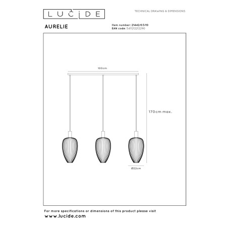 Lucide AURELIE - Suspension - 3xGU10 (MR11) - Or - Vibes