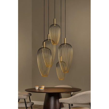 Lucide AURELIE - Suspension - 5xGU10 (MR11) - Convient aux mezzanines et plafonds hauts - Or - Vibes