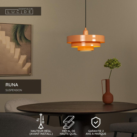Lucide RUNA - Suspension - Ø 35 cm - 1xE27 - Rose - Essential