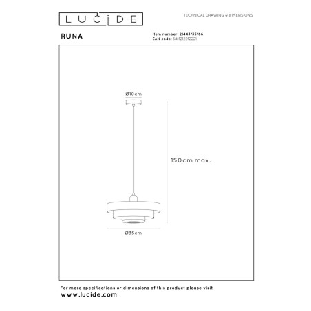 Lucide RUNA - Suspension - Ø 35 cm - 1xE27 - Rose - Essential