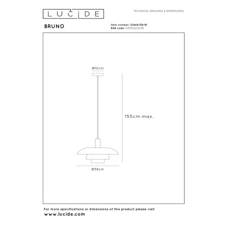 Lucide BRUNO - Suspension - Ø 38 cm - 1xE27 - Taupe - Essential
