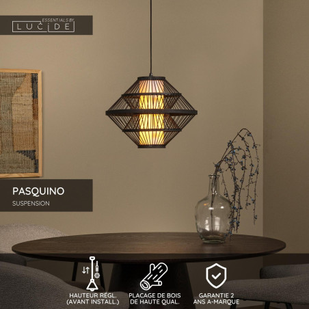 Lucide PASQUINO - Suspension - Ø 40 cm - 1xE27 - Noir - Essential - Réf. 21445/40/30