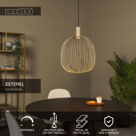 Lucide ESTEREL - Suspension - Ø 40 cm - 1xGU10 (MR16) - Taupe - Essential