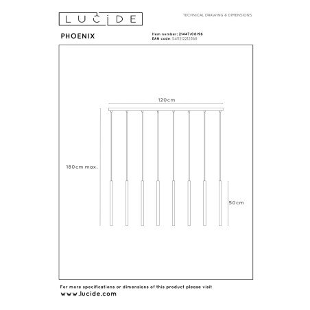Lucide PHOENIX - Suspension - LED Dim. - G9 - 8x3W 2700K - Café - Vibes