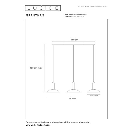 Lucide GRANTHAM - Suspension - 3xE27 - Café - Essential