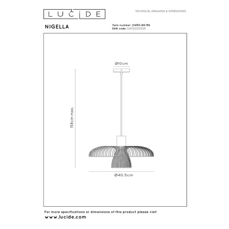 Lucide NIGELLA - Suspension - Ø 40,5 cm - 1xGU10 (MR16) - Café - Essential