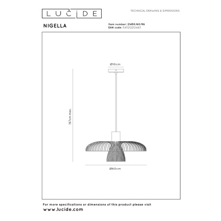 Lucide NIGELLA - Suspension - Ø 60 cm - 1xGU10 (MR16) - Café - Essential