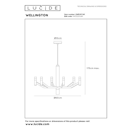Lucide WELLINGTON - Suspension - Ø 60 cm - LED Dim. - G9 - 2700K - Taupe - Vibes
