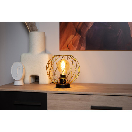 Lucide DANZA - Lampe de table - Ø 25 cm - 1xE27 - Or Mat / Laiton