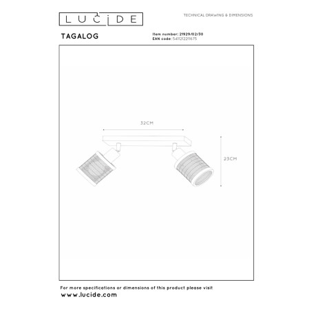 Lucide TAGALOG - Spot plafond - 2xE27 - Noir