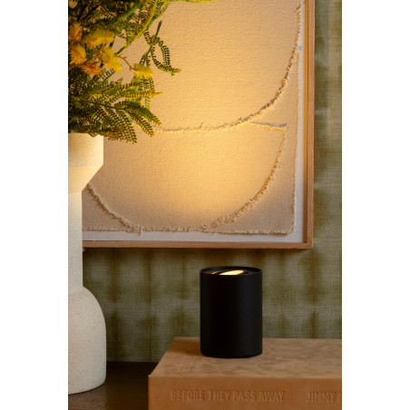 Lucide TUBE - Lampe de table - Ø 9,6 cm - LED 3 StepDim - GU10 (MR16) - 1x5W 2700K - Noir