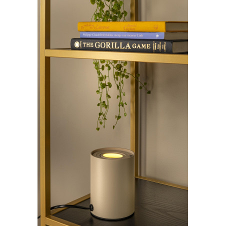 Lucide TUBE - Lampe de table - Ø 9,6 cm - LED 3 StepDim - GU10 (MR16) - 1x5W 2700K - Taupe
