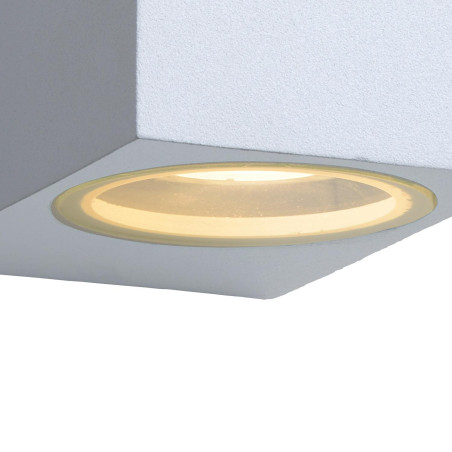 Lucide ZORA-LED - Spot mural / Applique mural Intérieur/Extérieur - LED Dim. - GU10 (MR16) - 2x5W 3000K - IP44 - Blanc