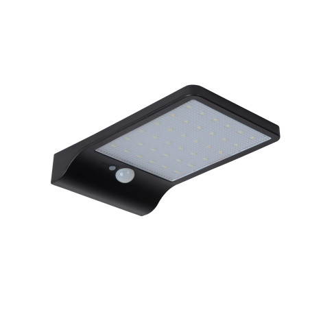 Lucide BASIC - Applique murale- Énergie Solaire - LED - 1x3W 2700K - IP44- Détecteur De Mouvement & Jour/Nuit - Noir