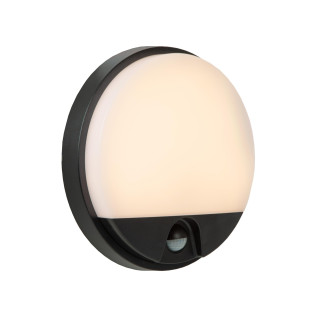 Lucide HUPS IR - Applique murale Intérieur/Extérieur - Ø 21 cm - LED - 1x10W 3000K - IP54 - Détecteur De Mouvement - Noir