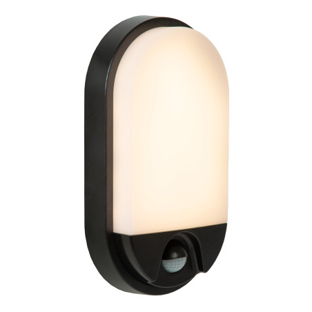 Lucide HUPS IR - Applique murale Intérieur/Extérieur - LED - 1x10W 3000K - IP54- Détecteur De Mouvement & Jour/Nuit - Noir