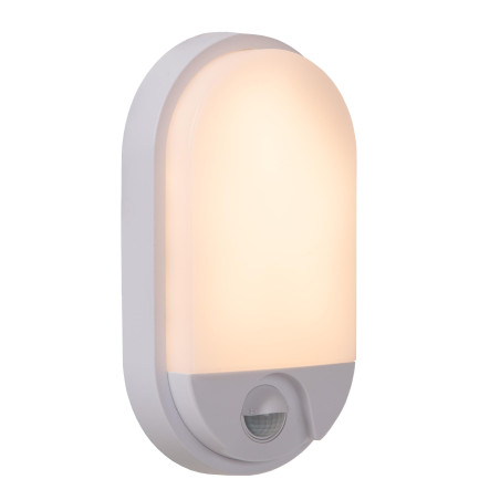 Lucide HUPS IR - Applique murale Intérieur/Extérieur - LED - 1x10W 3000K - IP54- Détecteur De Mouvement & Jour/Nuit - Blanc