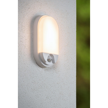Lucide HUPS IR - Applique murale Intérieur/Extérieur - LED - 1x10W 3000K - IP54- Détecteur De Mouvement & Jour/Nuit - Blanc